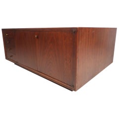 Unique Midcentury Walnut Coffee Table with Storage Compartments