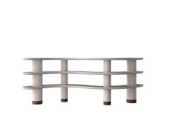 Green Beige Lacquered 3-Tier Bookshelf with Rounded Inserts  by Ultramobili