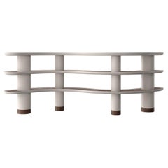 Green Beige Lacquered 3-Tier Bookshelf with Rounded Inserts  by Ultramobili