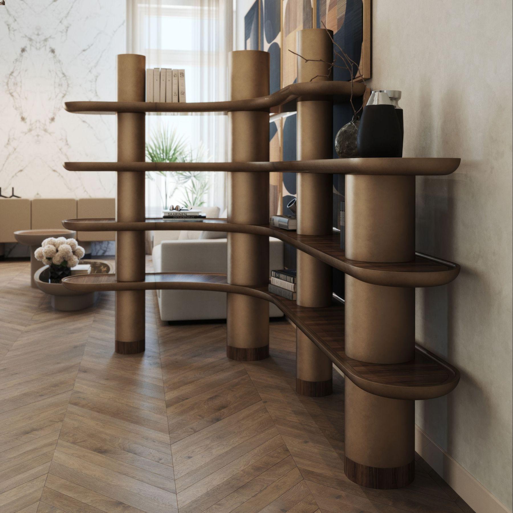 Lacquered Finish with Walnut Modular Library by Ultramobili en venta 3