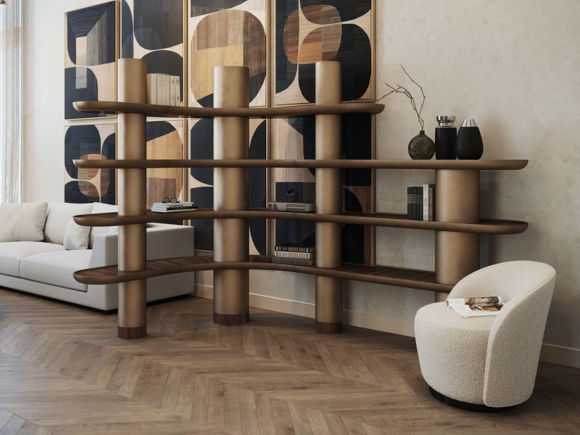 Lacquered Finish with Walnut Modular Library by Ultramobili en venta 5
