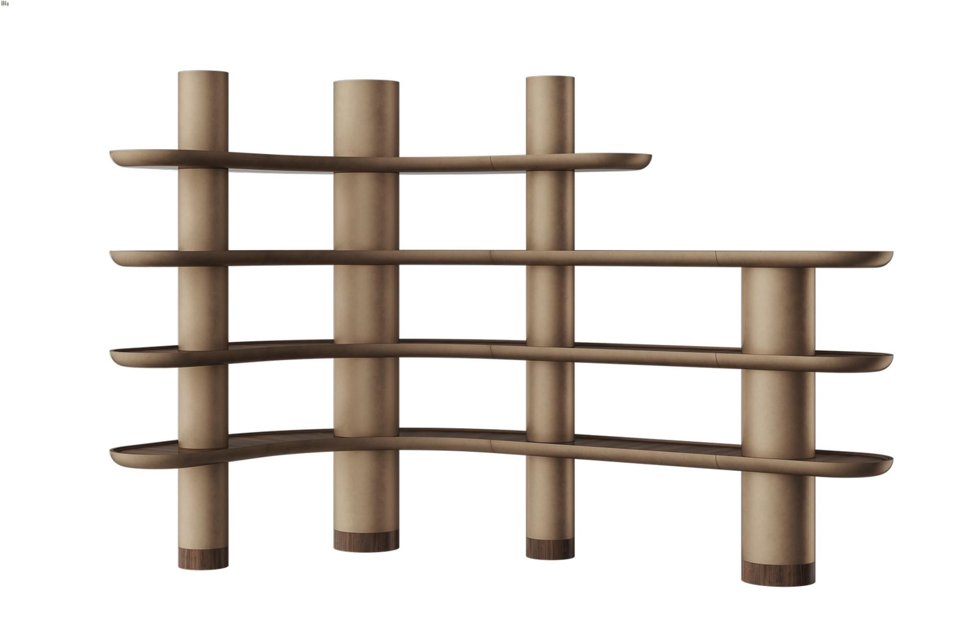 Lacquered Finish with Walnut Modular Library by Ultramobili Italiano en venta