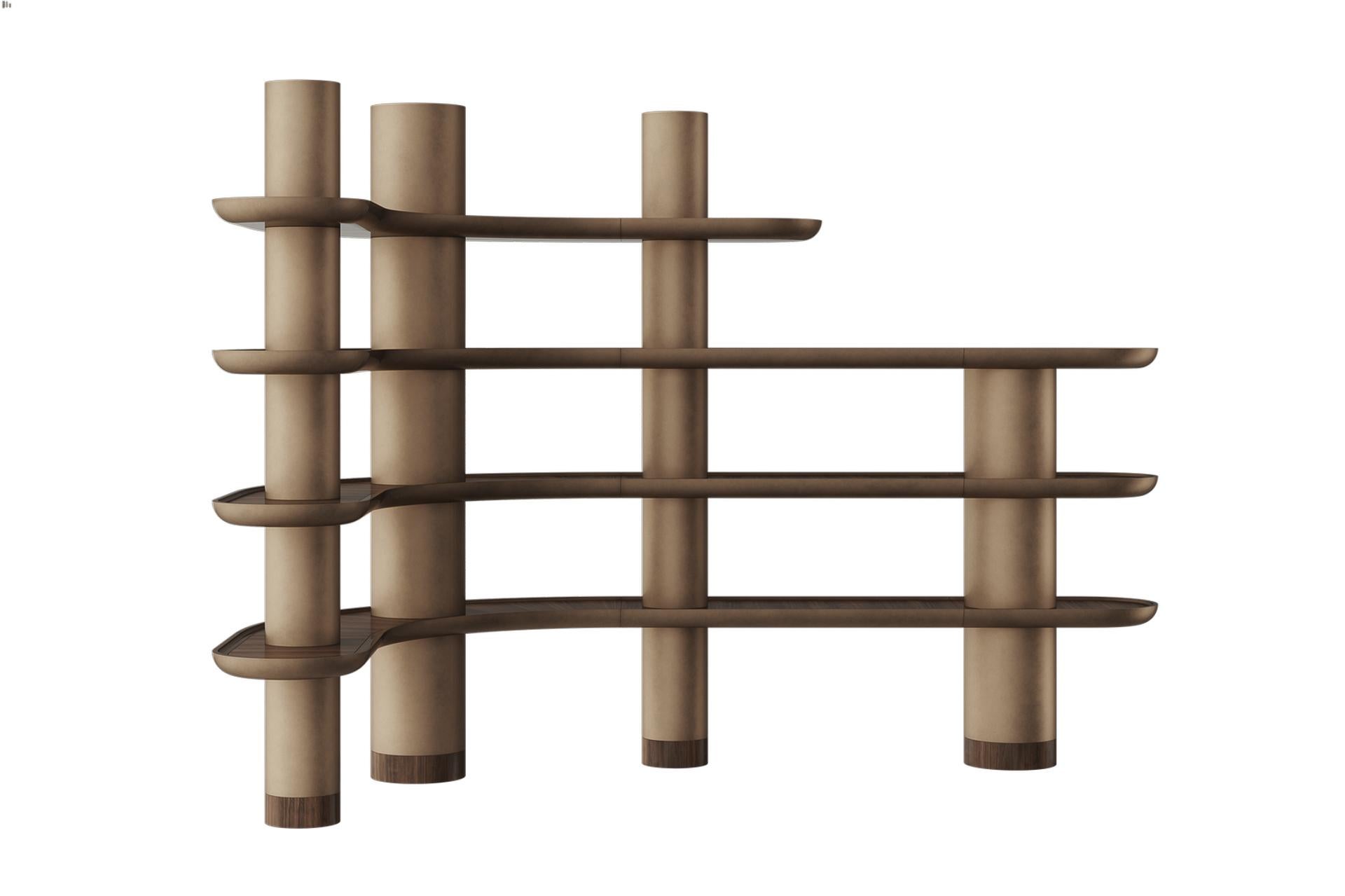Lacquered Finish with Walnut Modular Library by Ultramobili Siglo XXI y contemporáneo en venta