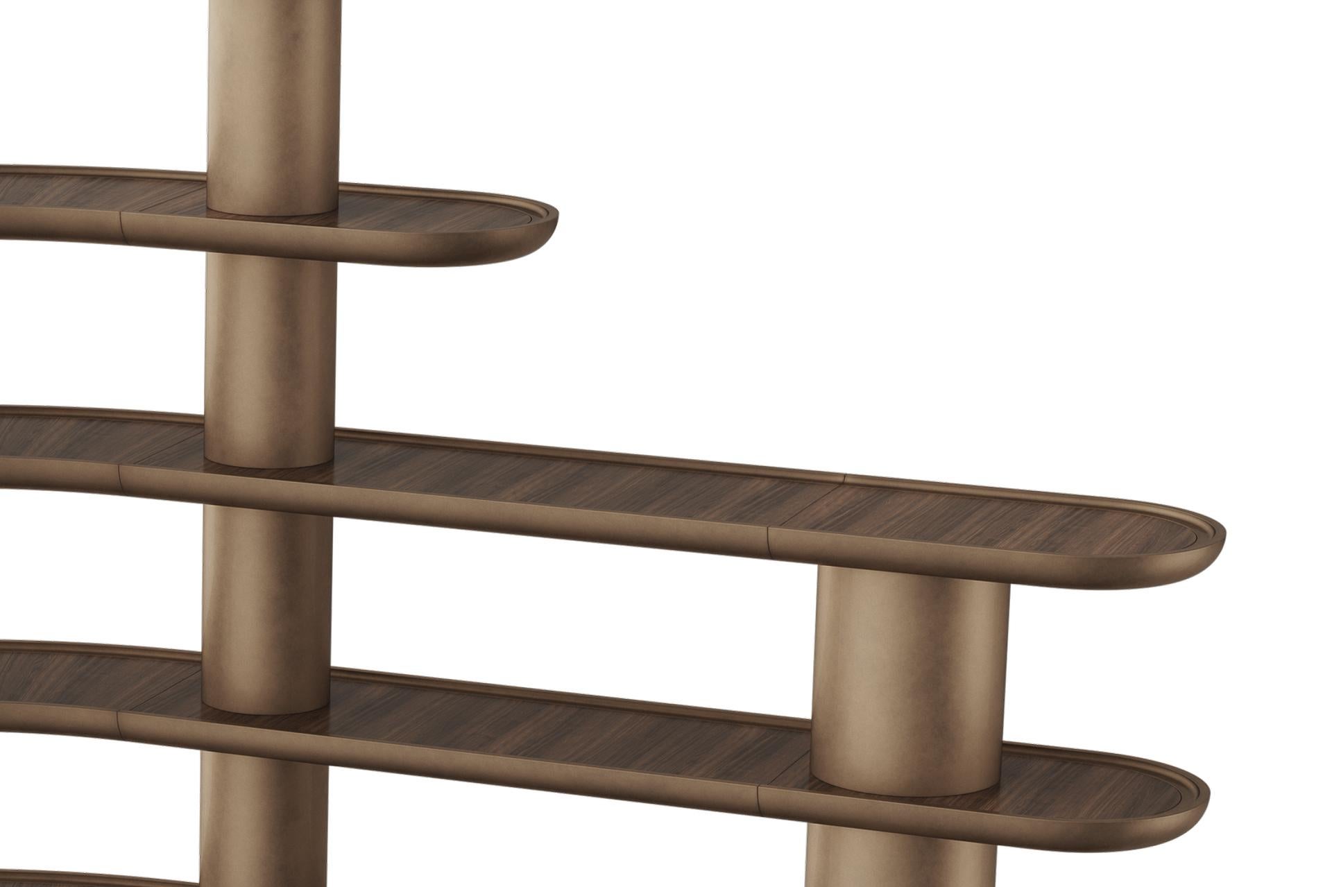 Lacquered Finish with Walnut Modular Library by Ultramobili Madera en venta