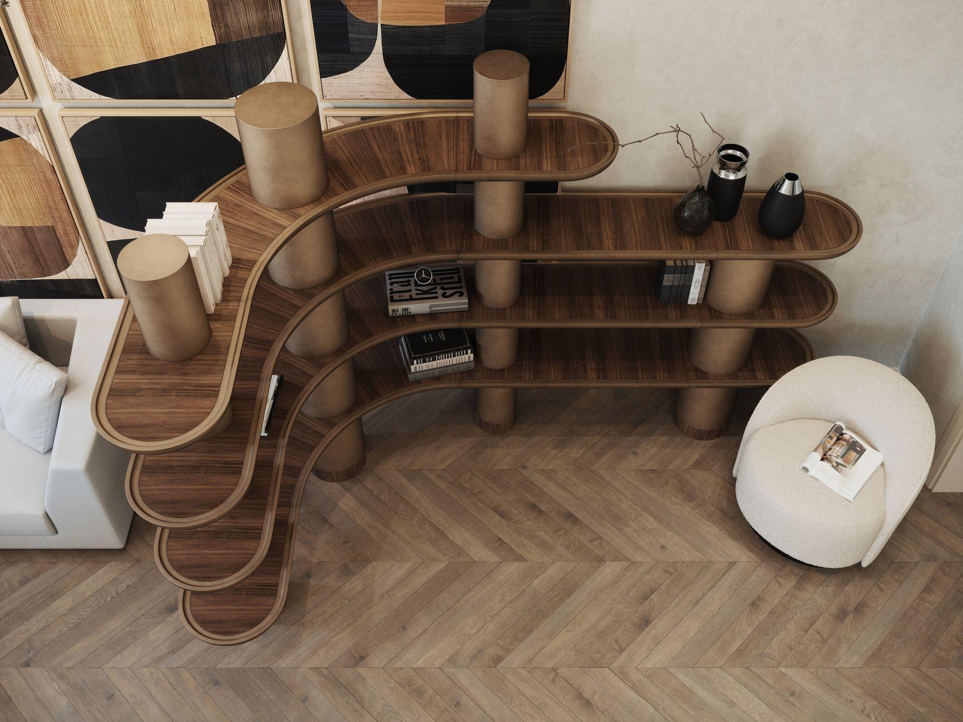 Lacquered Finish with Walnut Modular Library by Ultramobili en venta 2