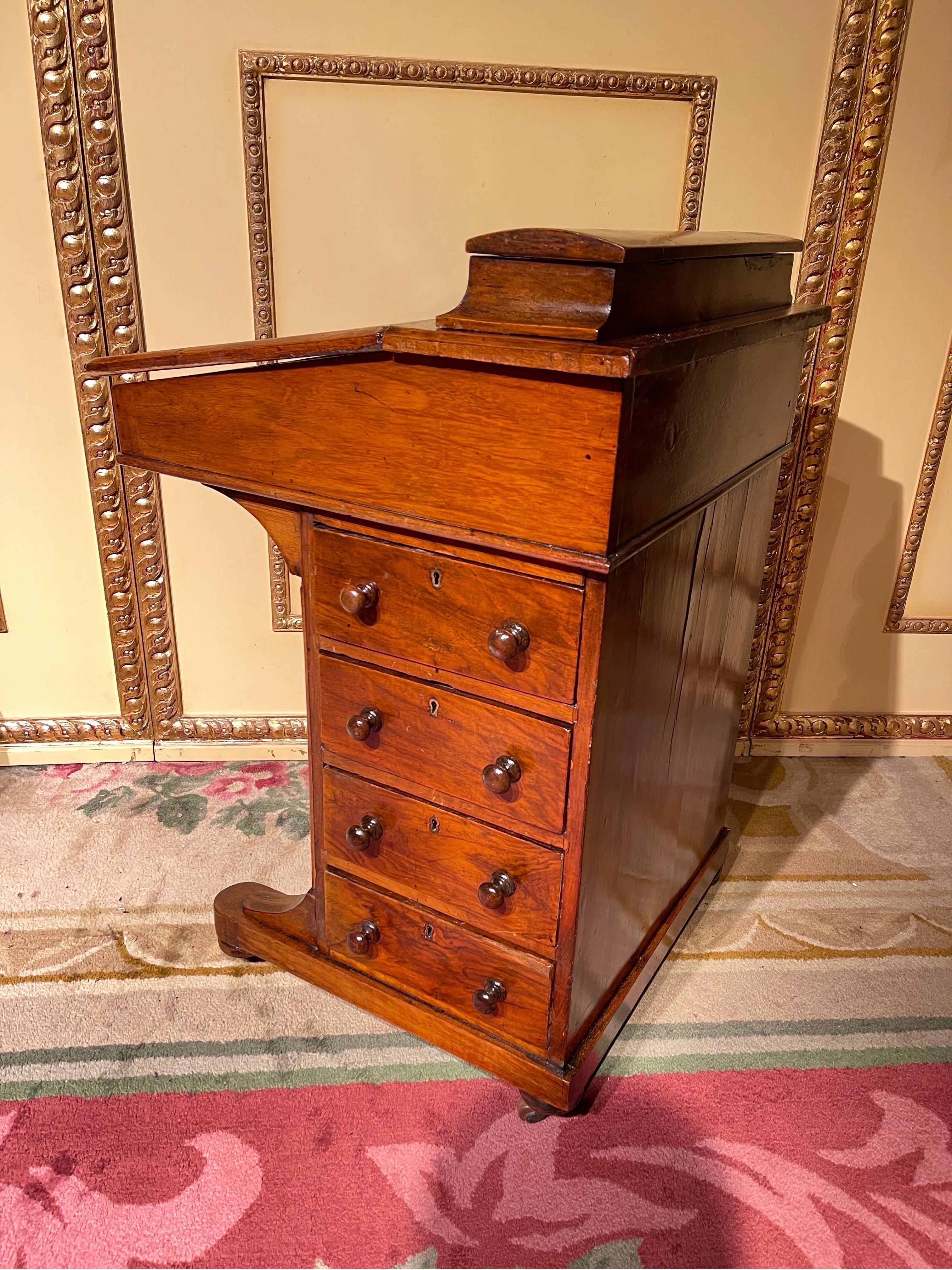 Leather Unique Mini Desk/Lady's Desk, England 1890 For Sale