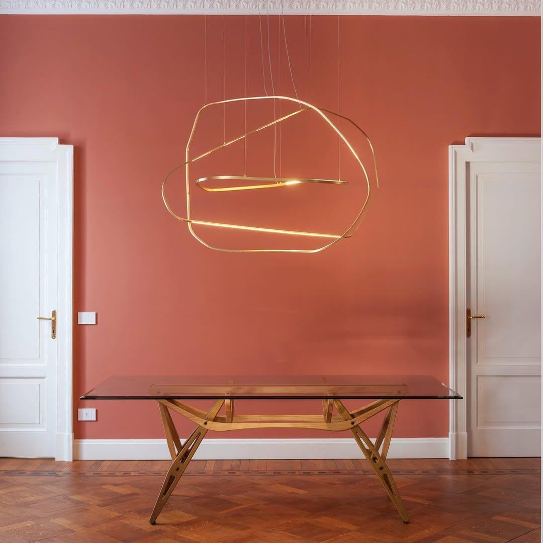 Unique Minimalist Contemporary Sculptural Brass Pendant Light by Morghen Studio For Sale 12