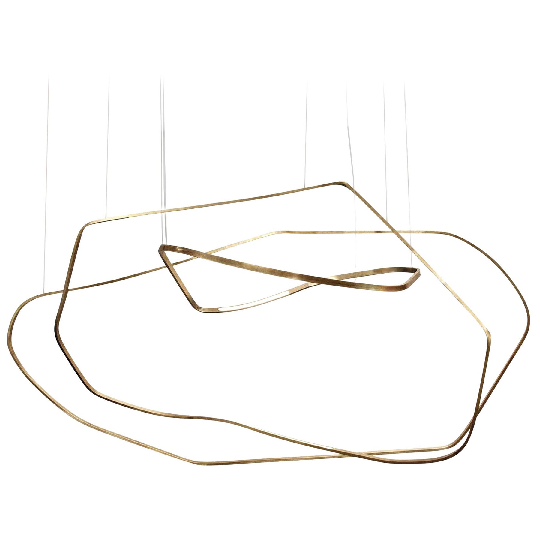 Unique Minimalist Contemporary Sculptural Brass Pendant Light by Morghen Studio