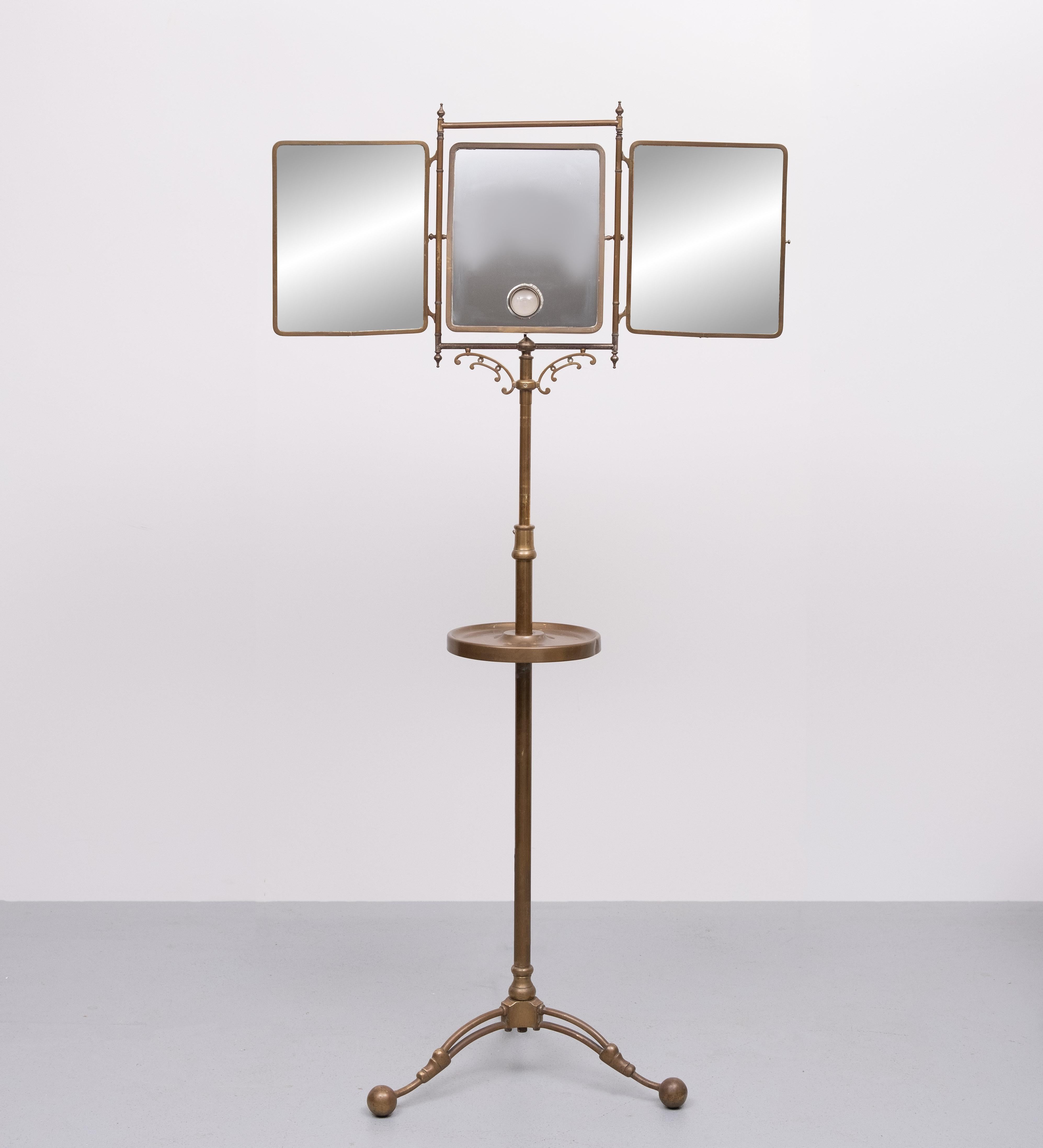 The french house brot is renowned for its exceptional mirrors.
The triptych mirror was invented in 1875 by la maison brot and the model proposed here is a free-standing model, adjustable and backlit. 
Most mirophar brot triptych mirrors hang on the