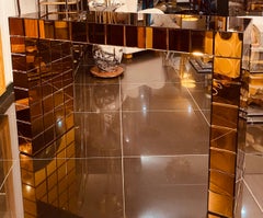 Unique Mirrored Copper Glass Center Console Table