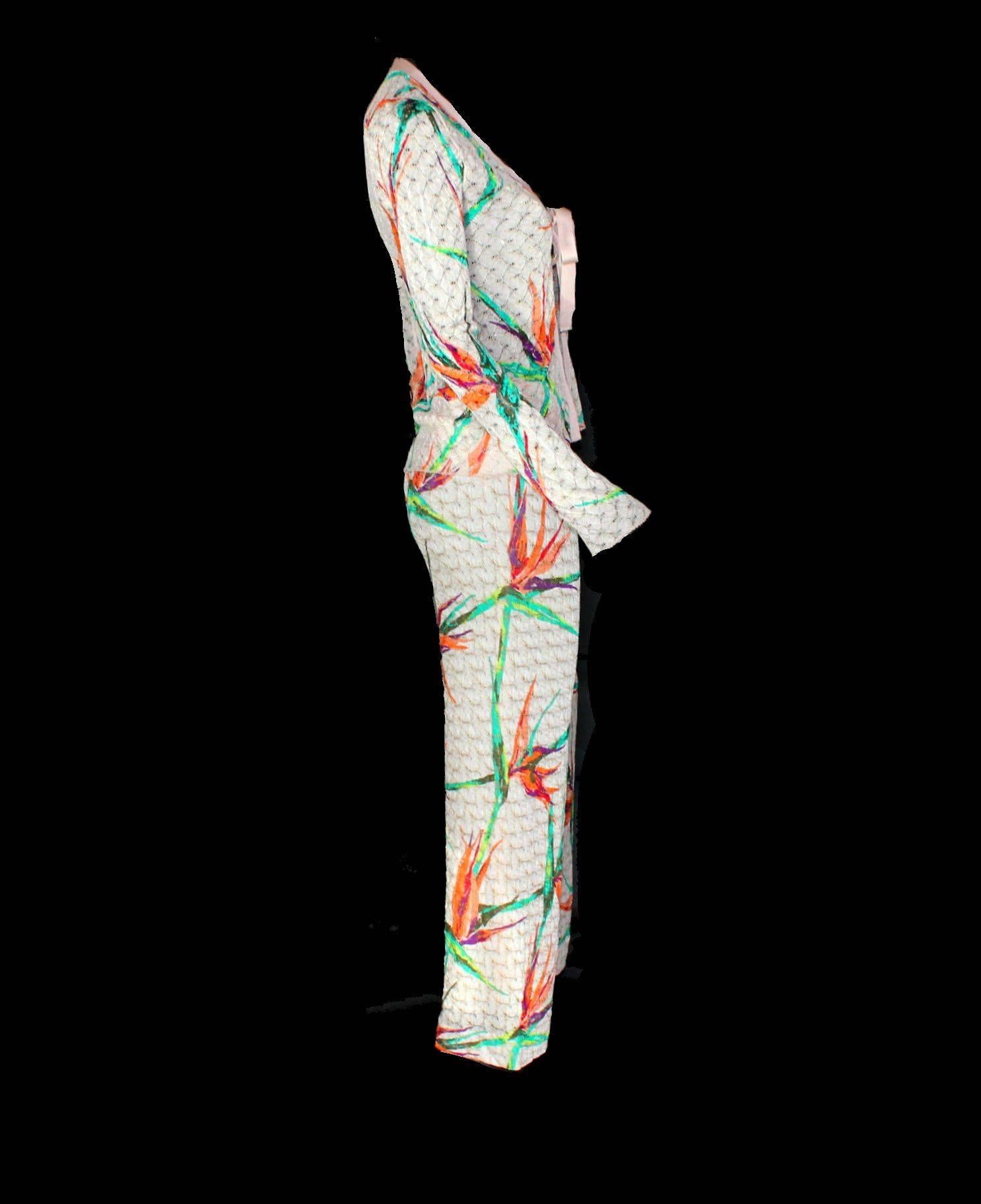 Donna NEW Missoni Tropical Crochet Knit 3PCS Ensemble Set Suit Top Pants Jacket 40 in vendita