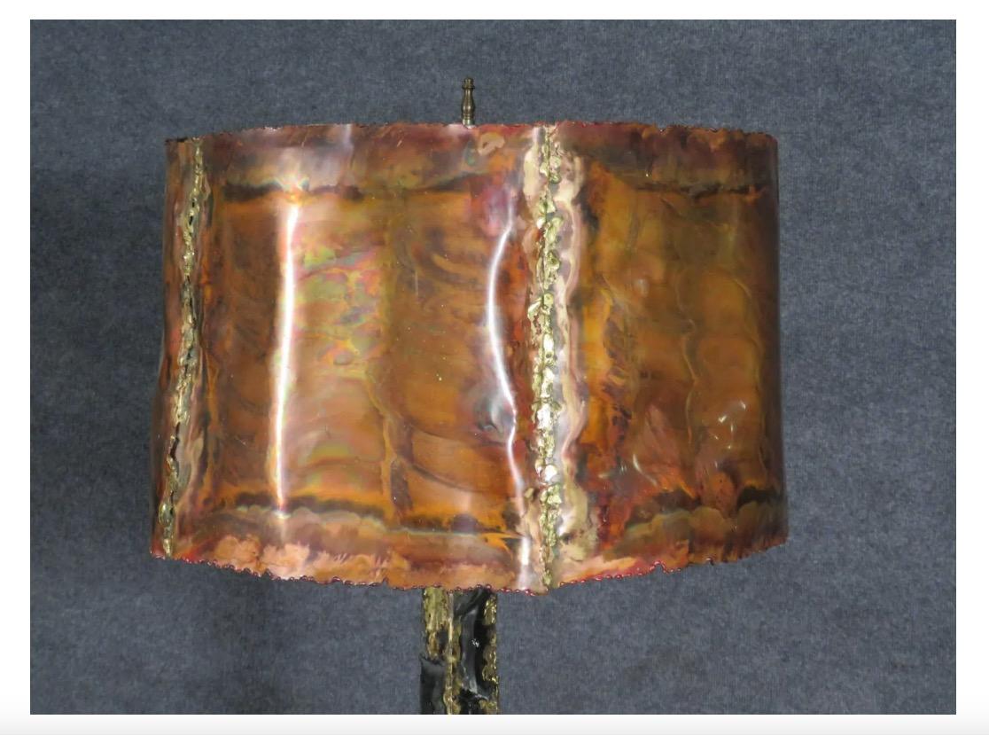 Unique Mixed Metal Floor Lamp in the Style of Paul Evans In Good Condition For Sale In Brooklyn, NY