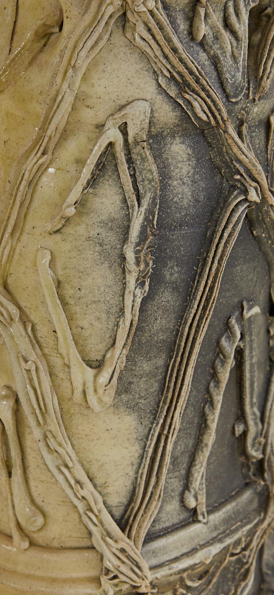 Modern Unique Mixed-Technique Ceramic Vase For Sale