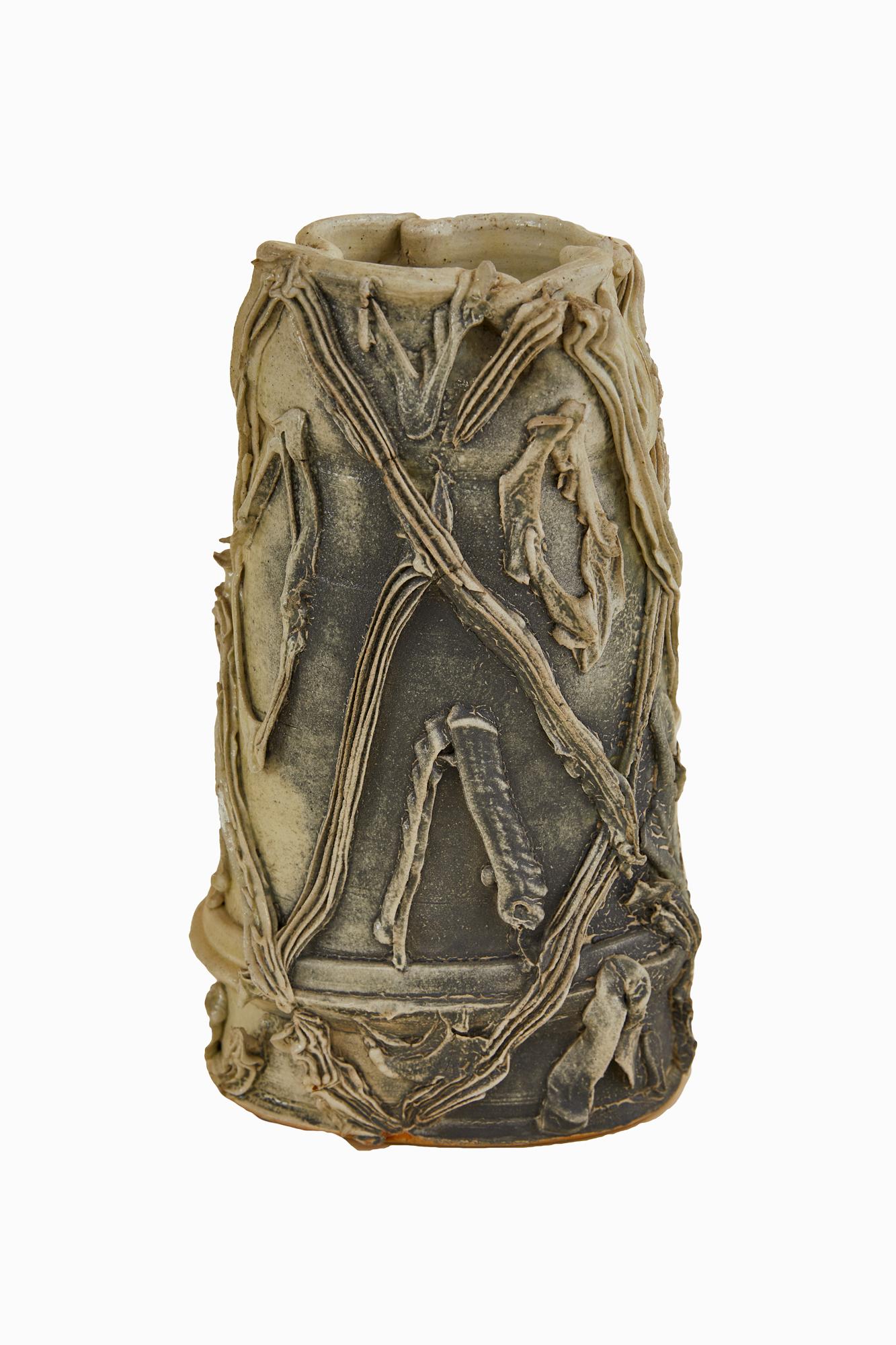 American Unique Mixed-Technique Ceramic Vase For Sale