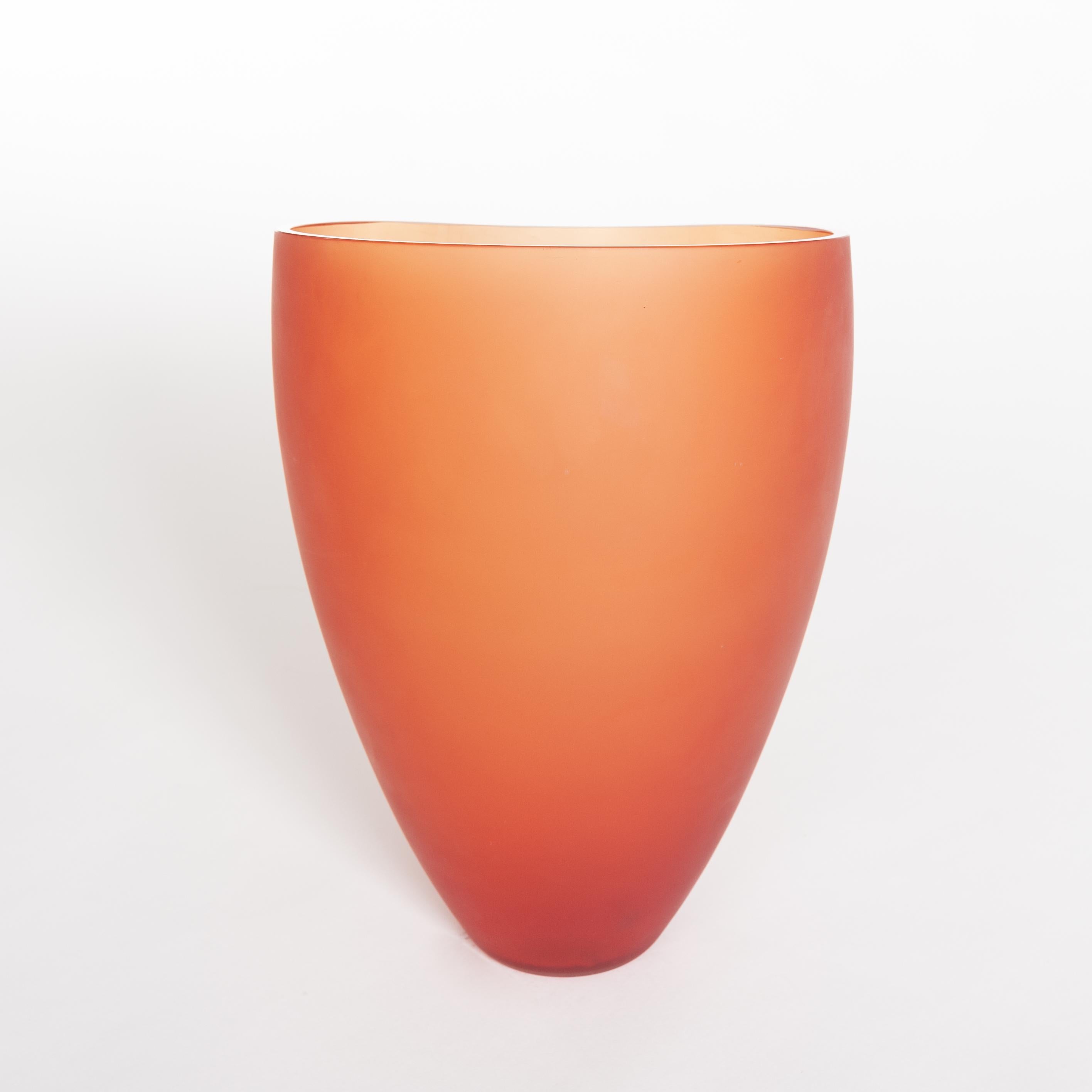 Hand-Crafted Unique Modern, Amber-Colored Italian Murano Glass Vase Signed by Hand SALVIATI For Sale