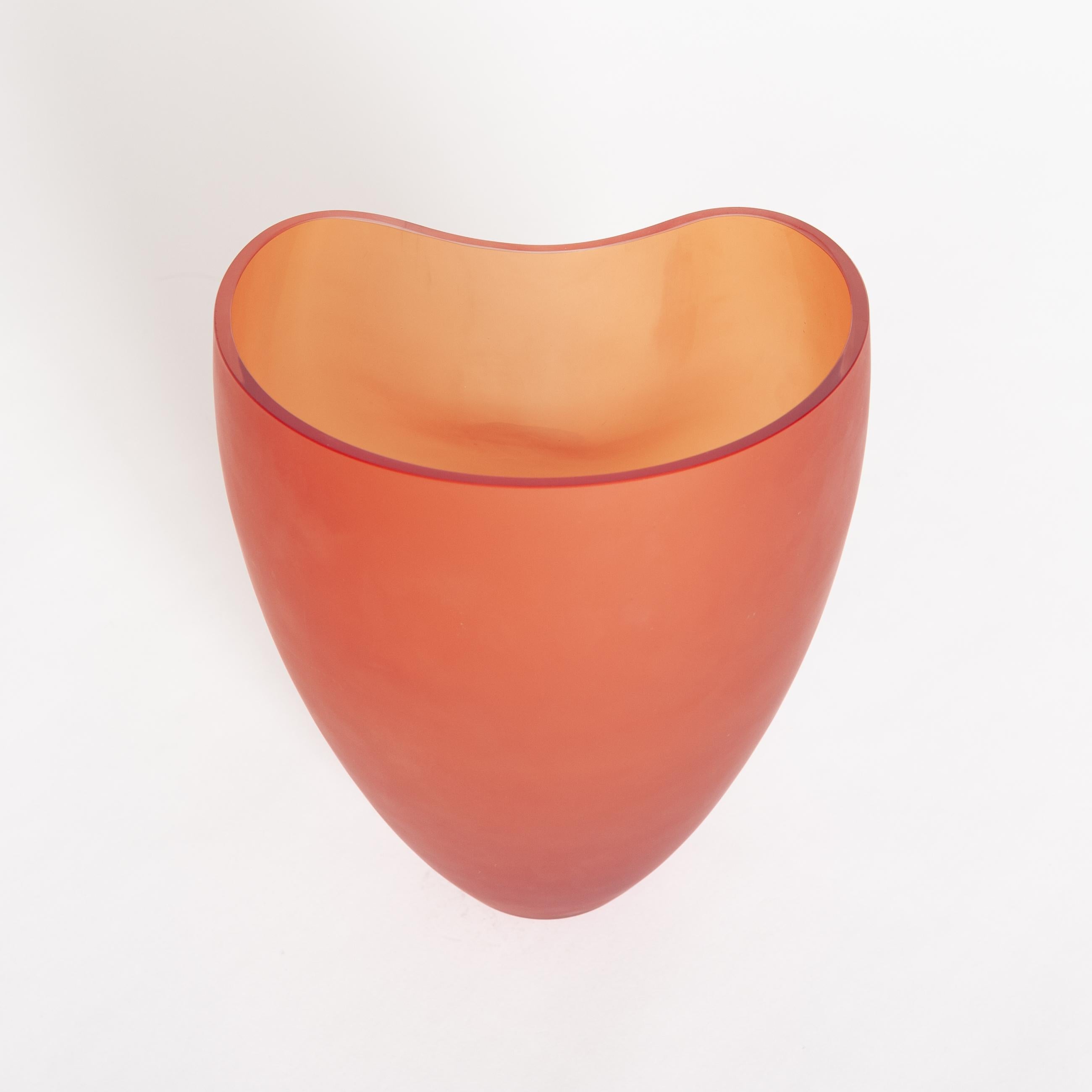 Contemporary Unique Modern, Amber-Colored Italian Murano Glass Vase Signed by Hand SALVIATI For Sale