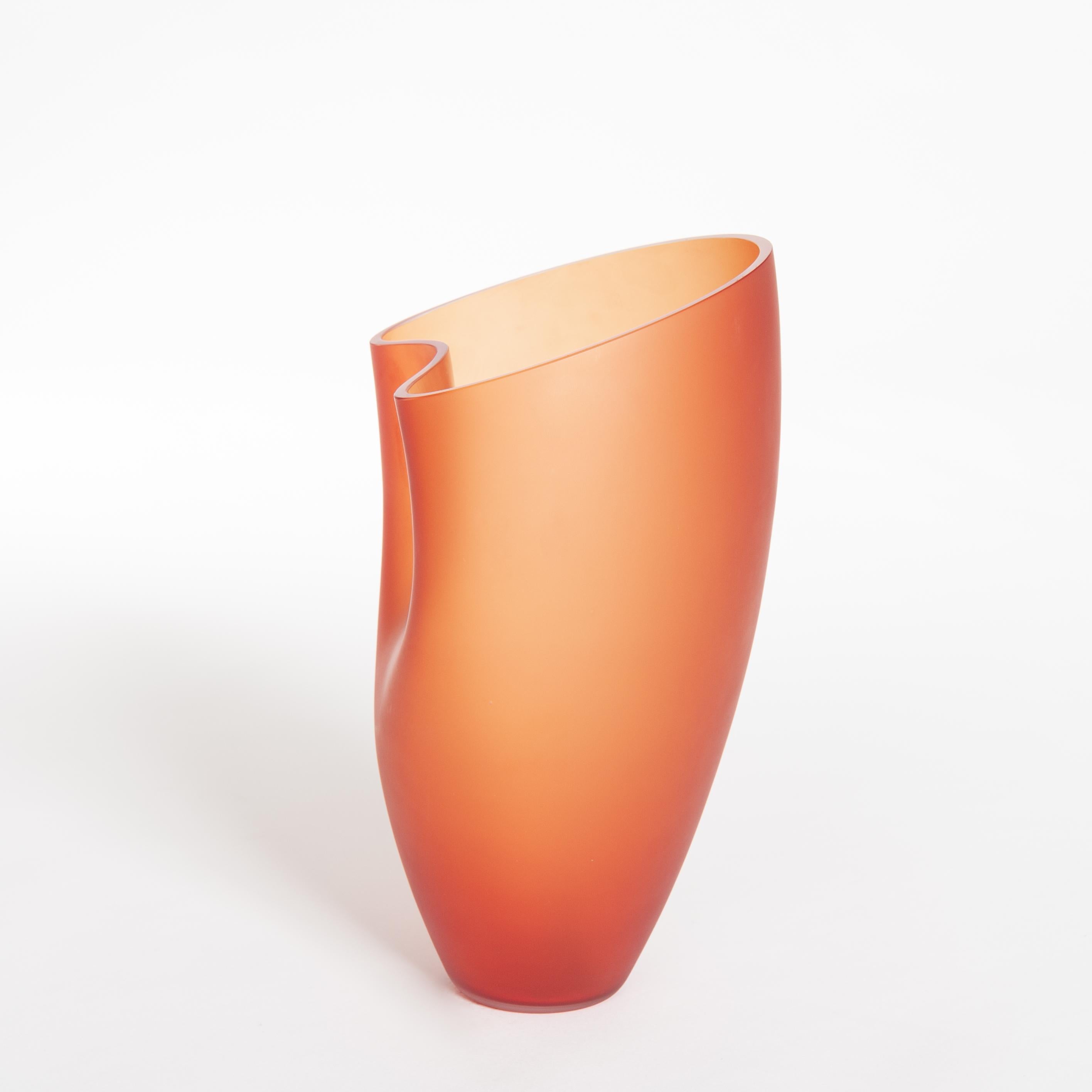 Unique Modern, Amber-Colored Italian Murano Glass Vase Signed by Hand SALVIATI For Sale 2