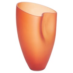 Unique Modern, Amber-Colored Italian Murano Glass Vase Signed by Hand SALVIATI