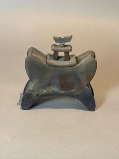 Unique Modern Asian-Inspired Ceramic Headrest Sculpture with Removable Top