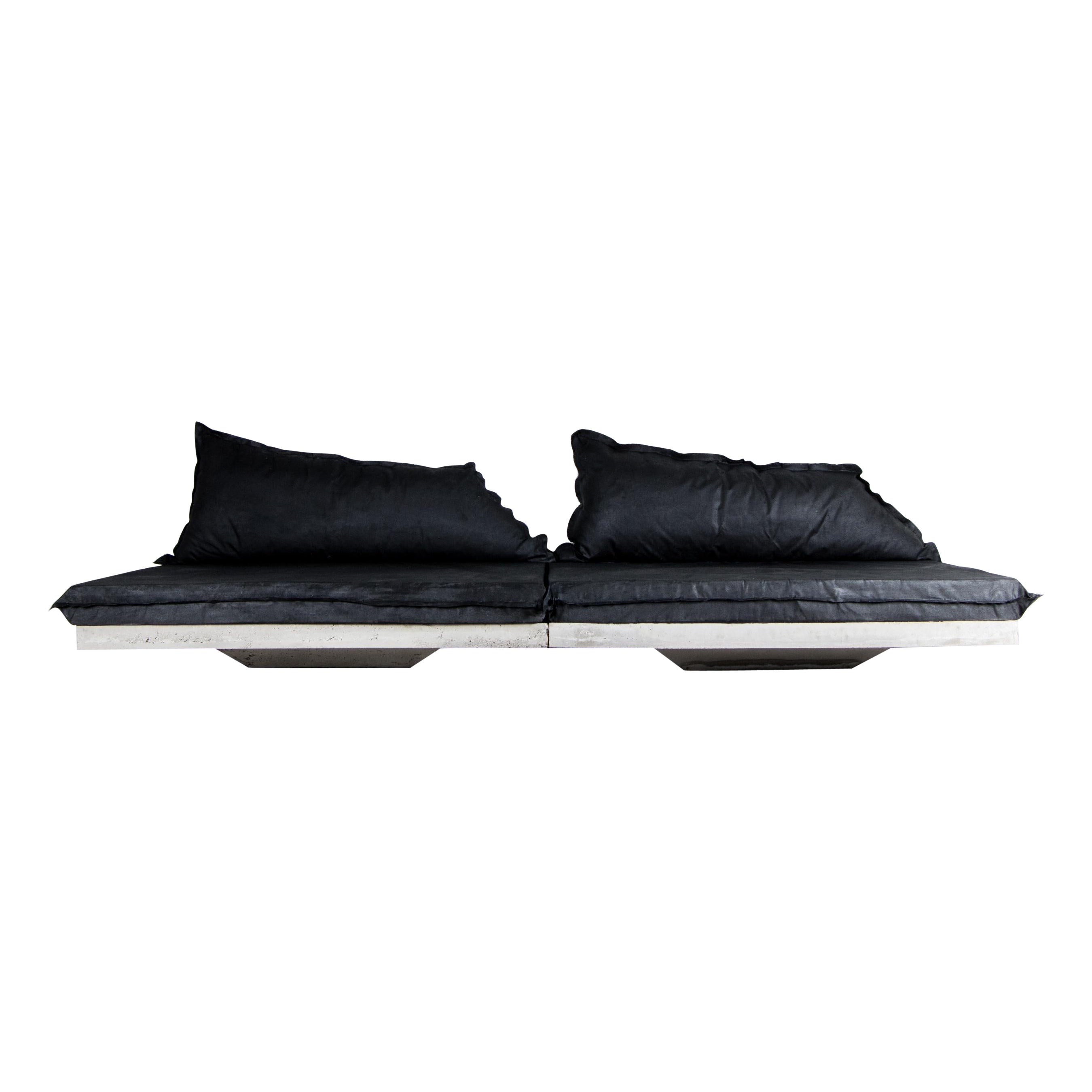 Unique Modern Concrete Two-Seated Black and White Sofa by Lucas Tyra Morten