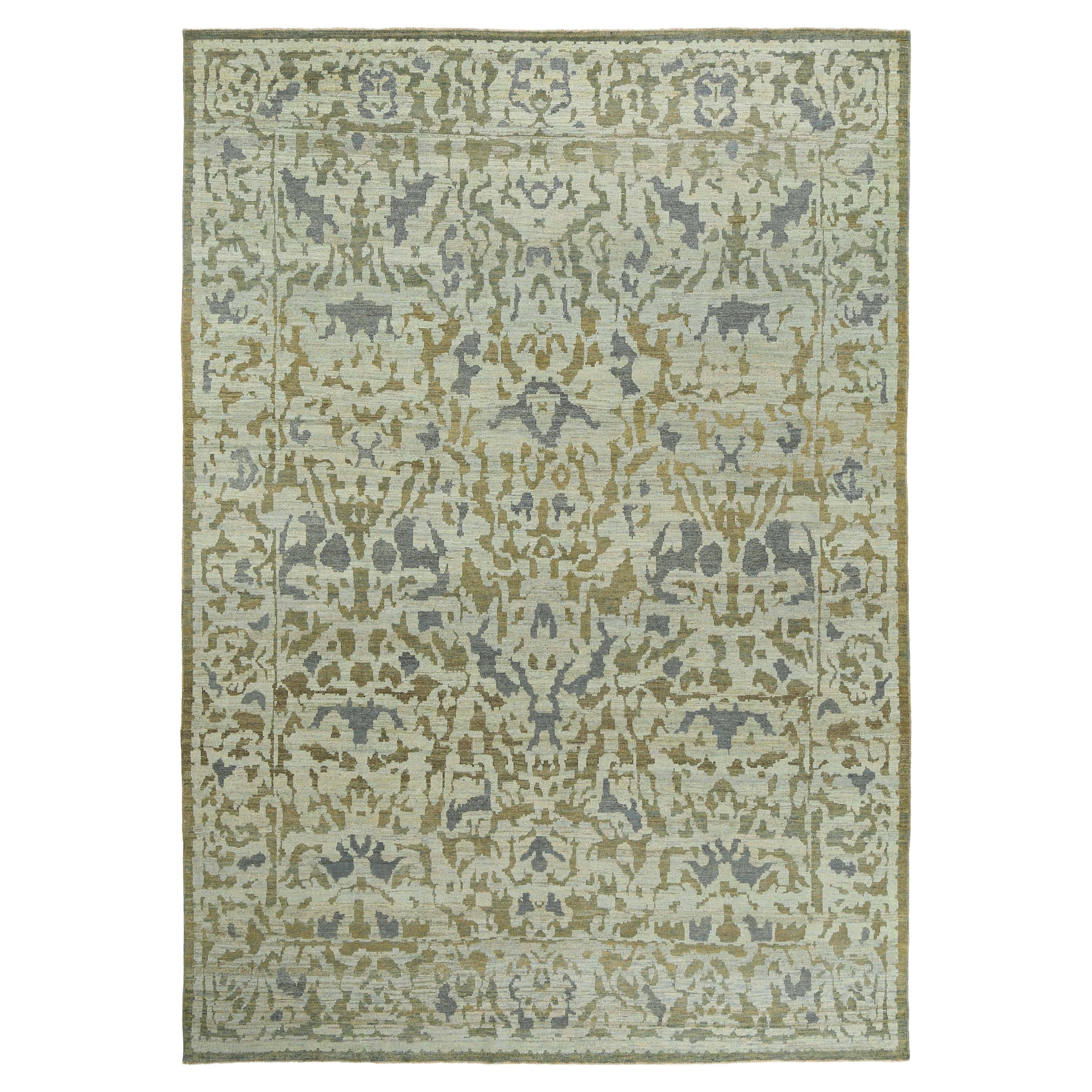 Afghanistan Sultanabad Area Rugs Circa 1990 - Wool Brown Gray Ivory - 95554 For Sale