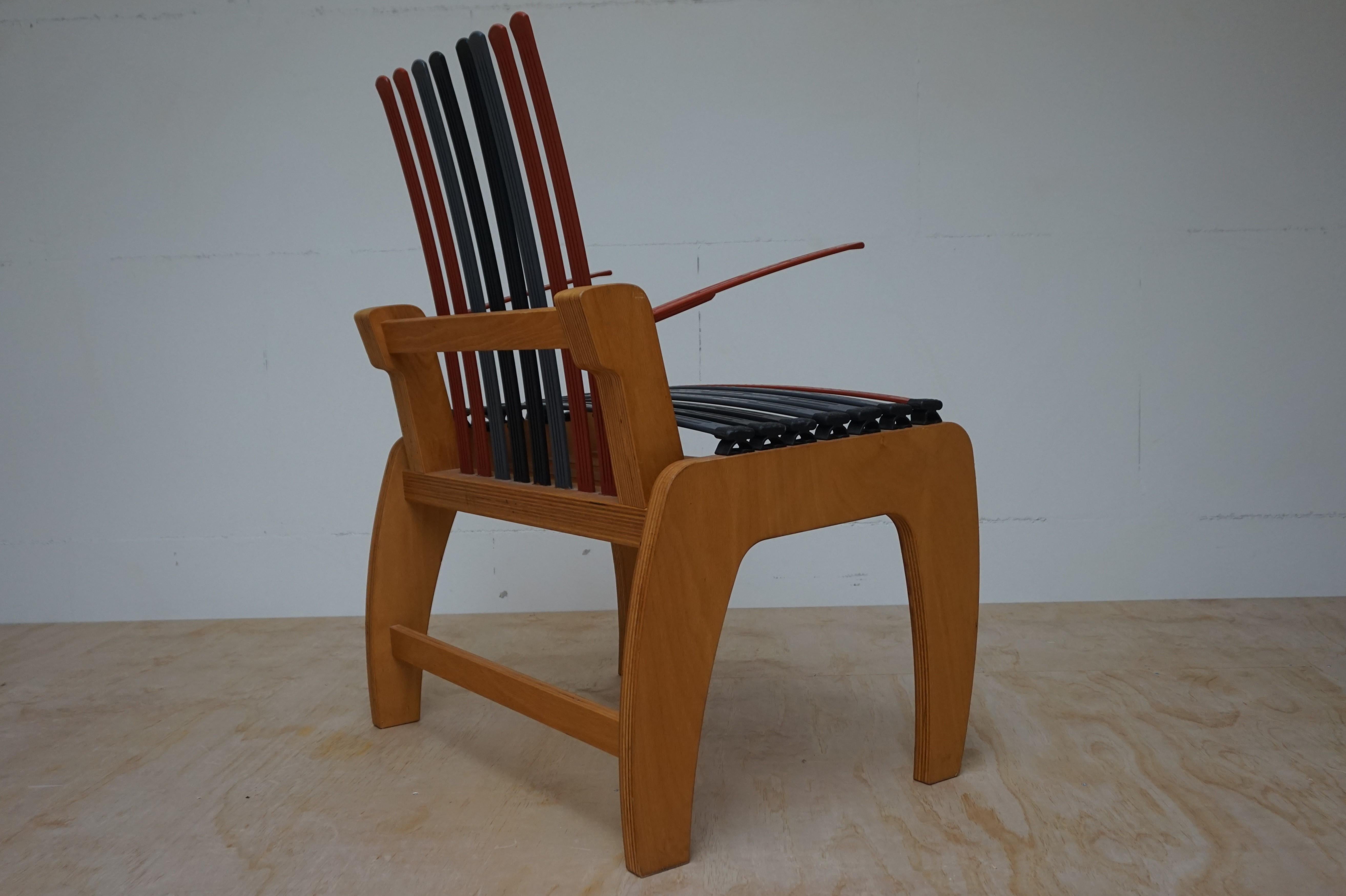 Unique, Modern Design or Concept Chair / Armchair Made of Plywood & Hard Plastic In Excellent Condition In Lisse, NL