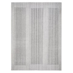 Einzigartiger moderner handgewebter, strukturierter Flachgewebe-Teppich in Grautönen
