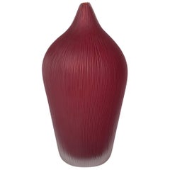 Unique Modern Italian Murano Glass Vase Deep Red Colored Sign by P. Signoretto