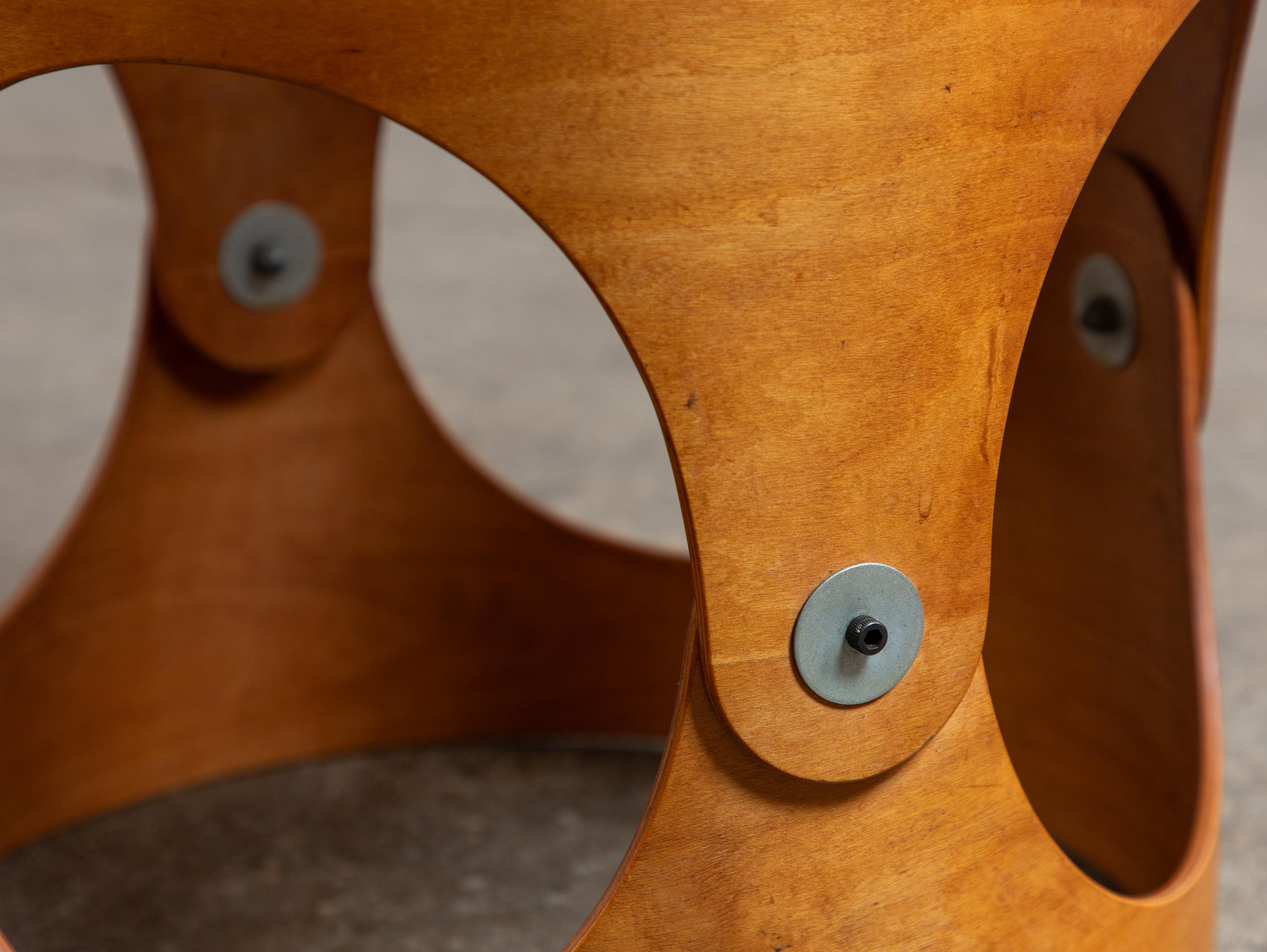 Unique Modernist Bent Plywood Cane Chair by Leandre Poisson For Sale 5