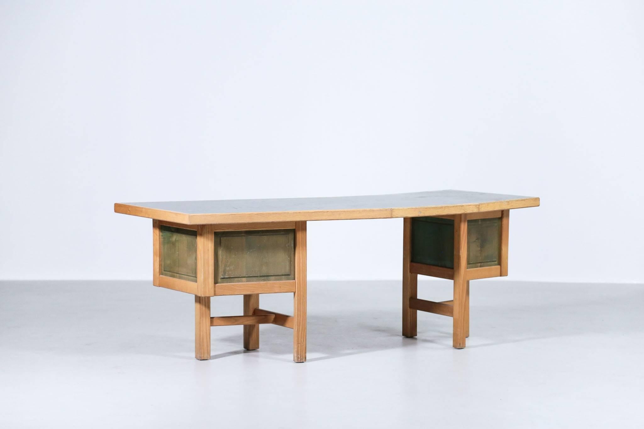 Unique Modernist Desk, 1970s French Design in the Style of Pierre Chapo 6