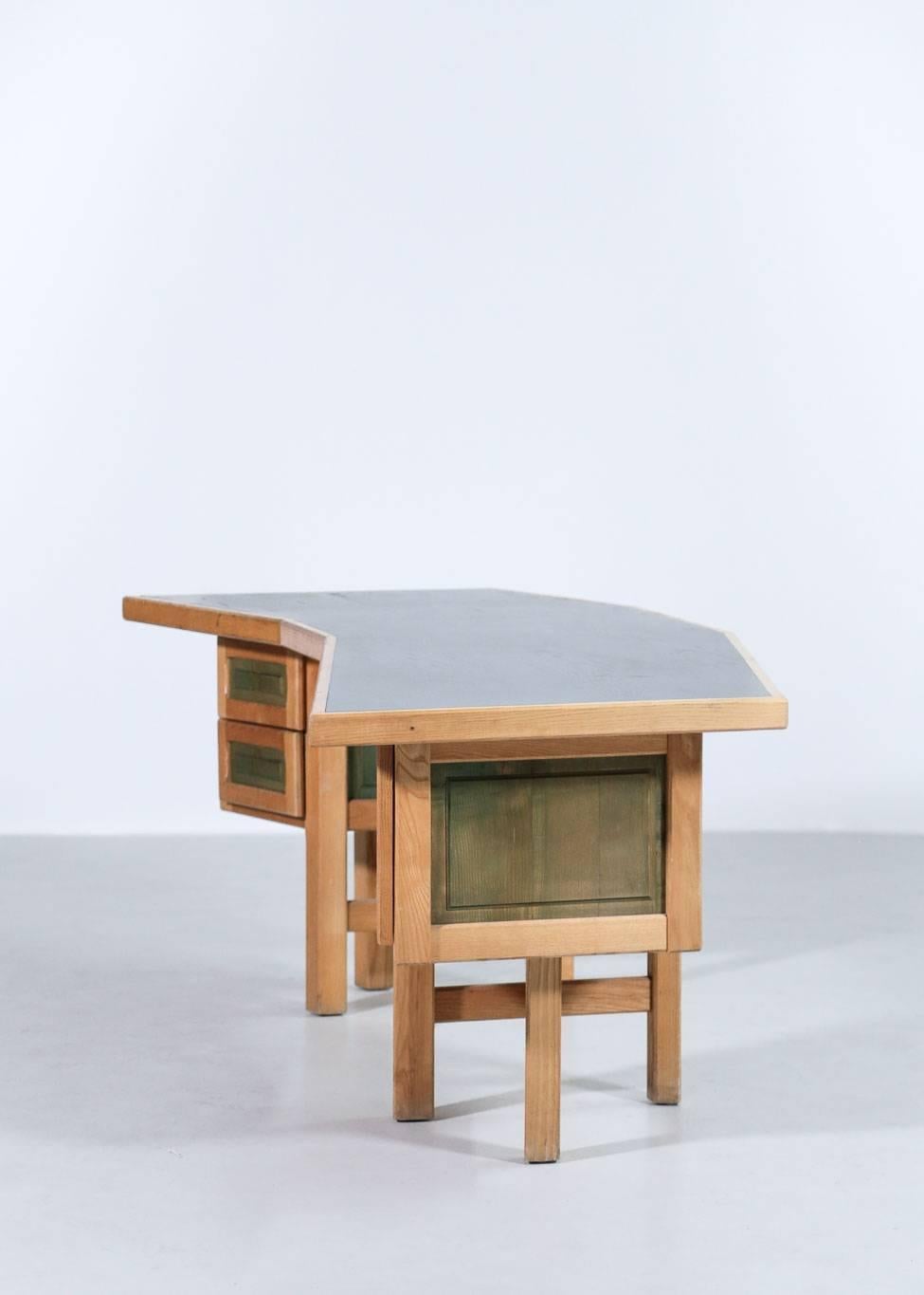 Unique Modernist Desk, 1970s French Design in the Style of Pierre Chapo 2