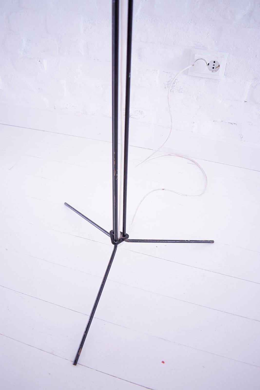 Hungarian Unique  Modernist Iron and Wicker Floor Lamp, Hungary, 1950s