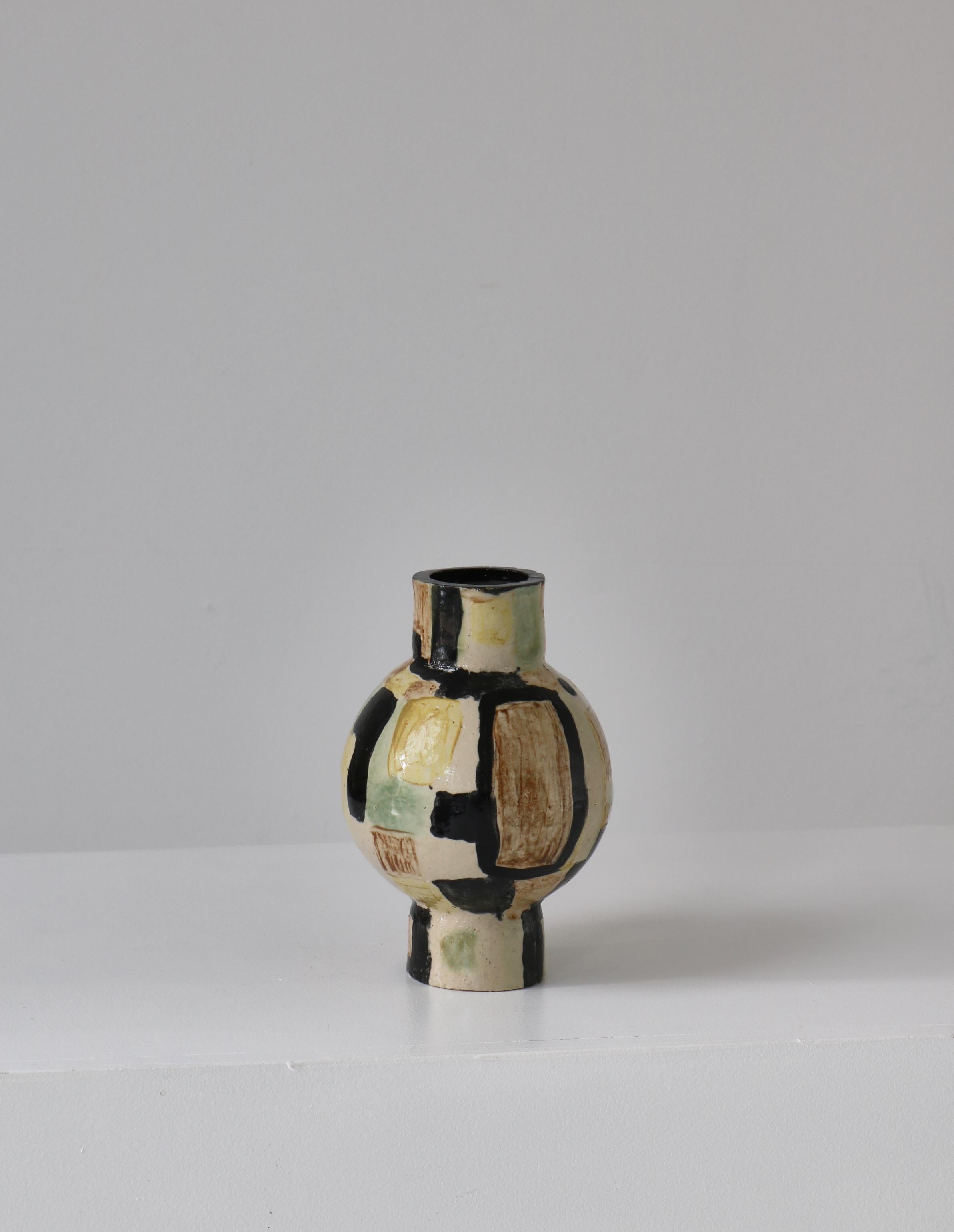 Unique Modernist Stoneware Vase by Vilhelm Bjerke-Petersen, Sweden, 1950s In Good Condition In Odense, DK