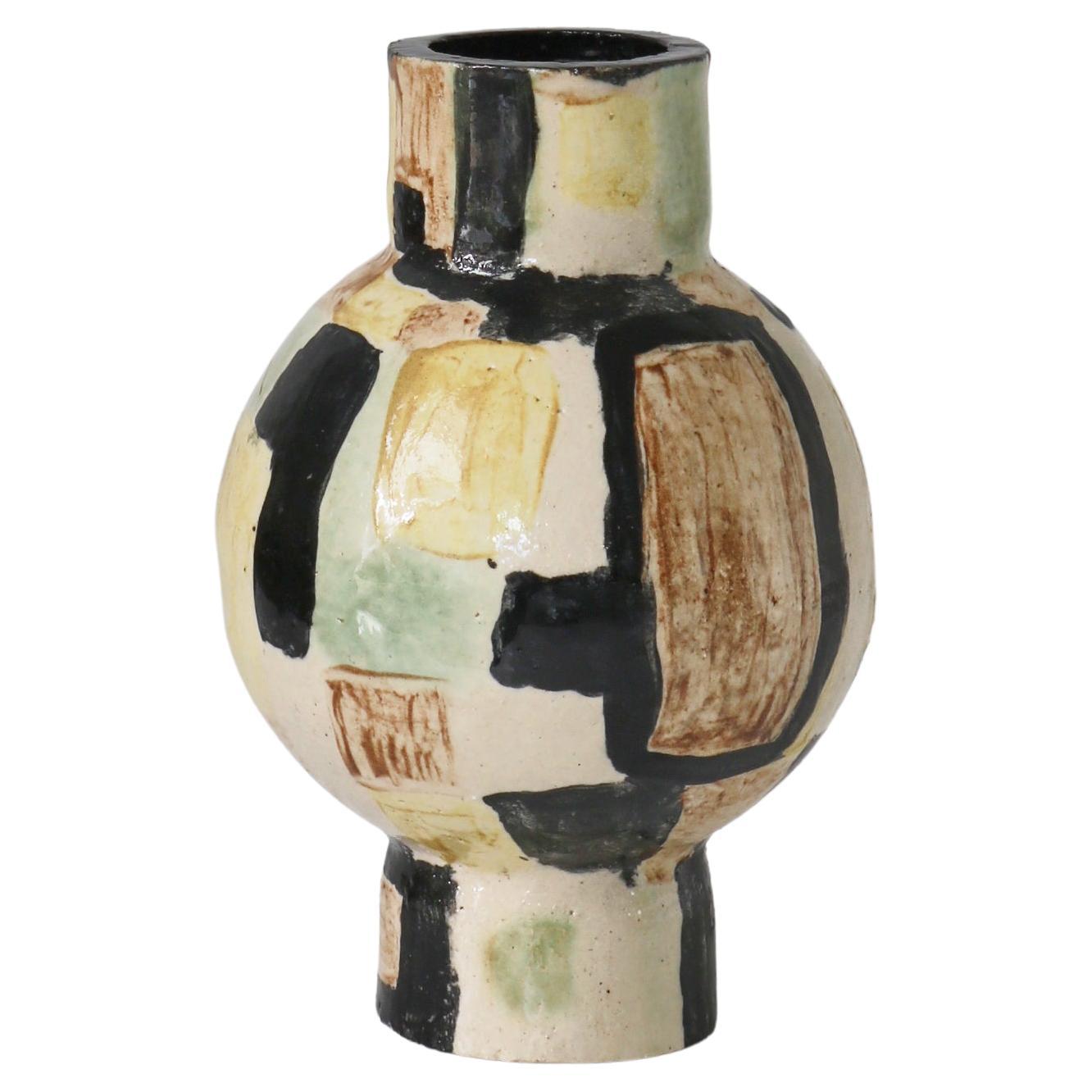 Unique Modernist Stoneware Vase by Vilhelm Bjerke-Petersen, Sweden, 1950s