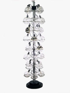 Unique Monumental 102“ Foyer Lighting Object 32 Globes by Sarfatti attr., 1960s