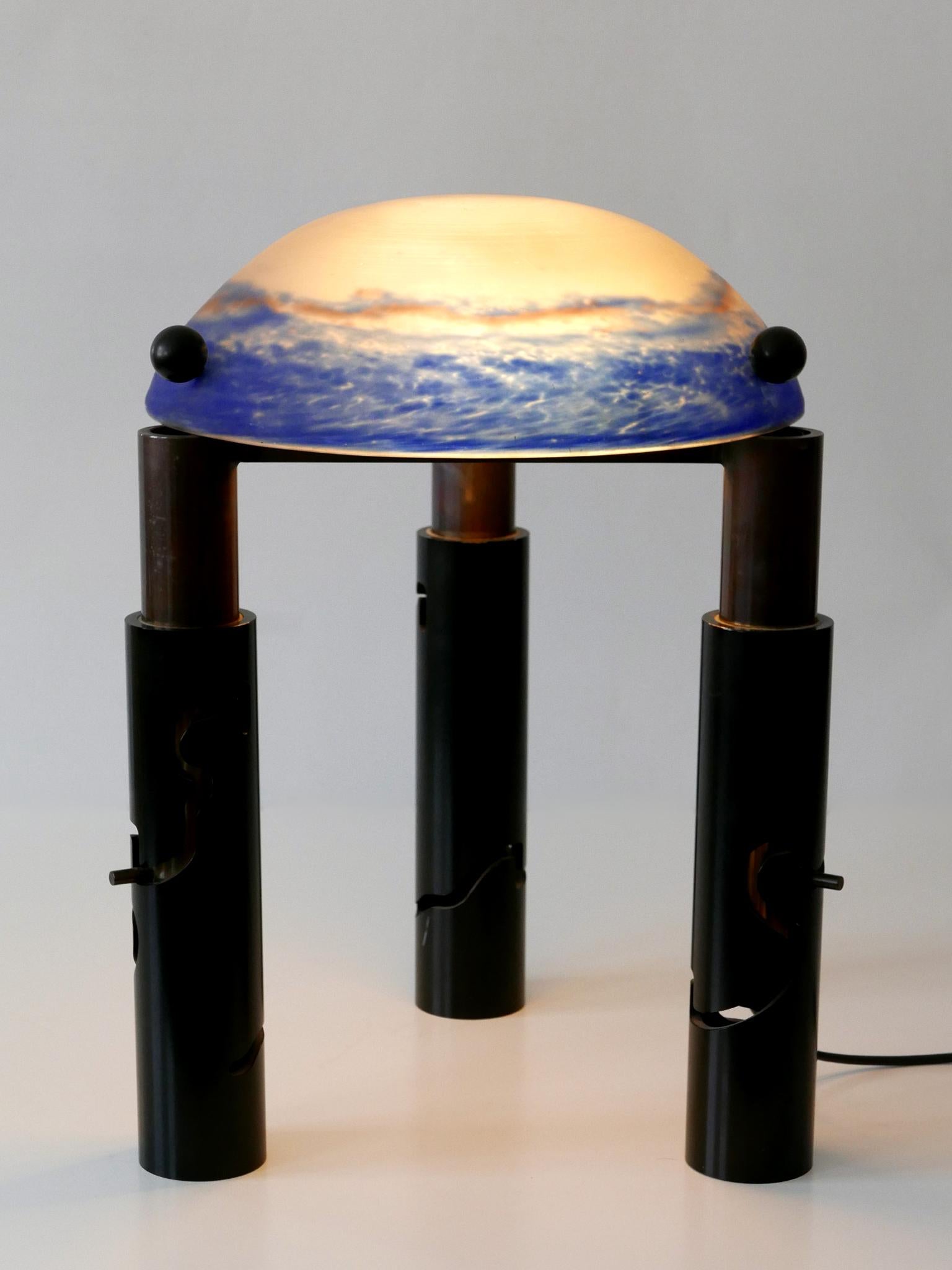 Unique, Monumental & Adjustable Solid Brass and Glass Table or Floor Lamp 1980s For Sale 6