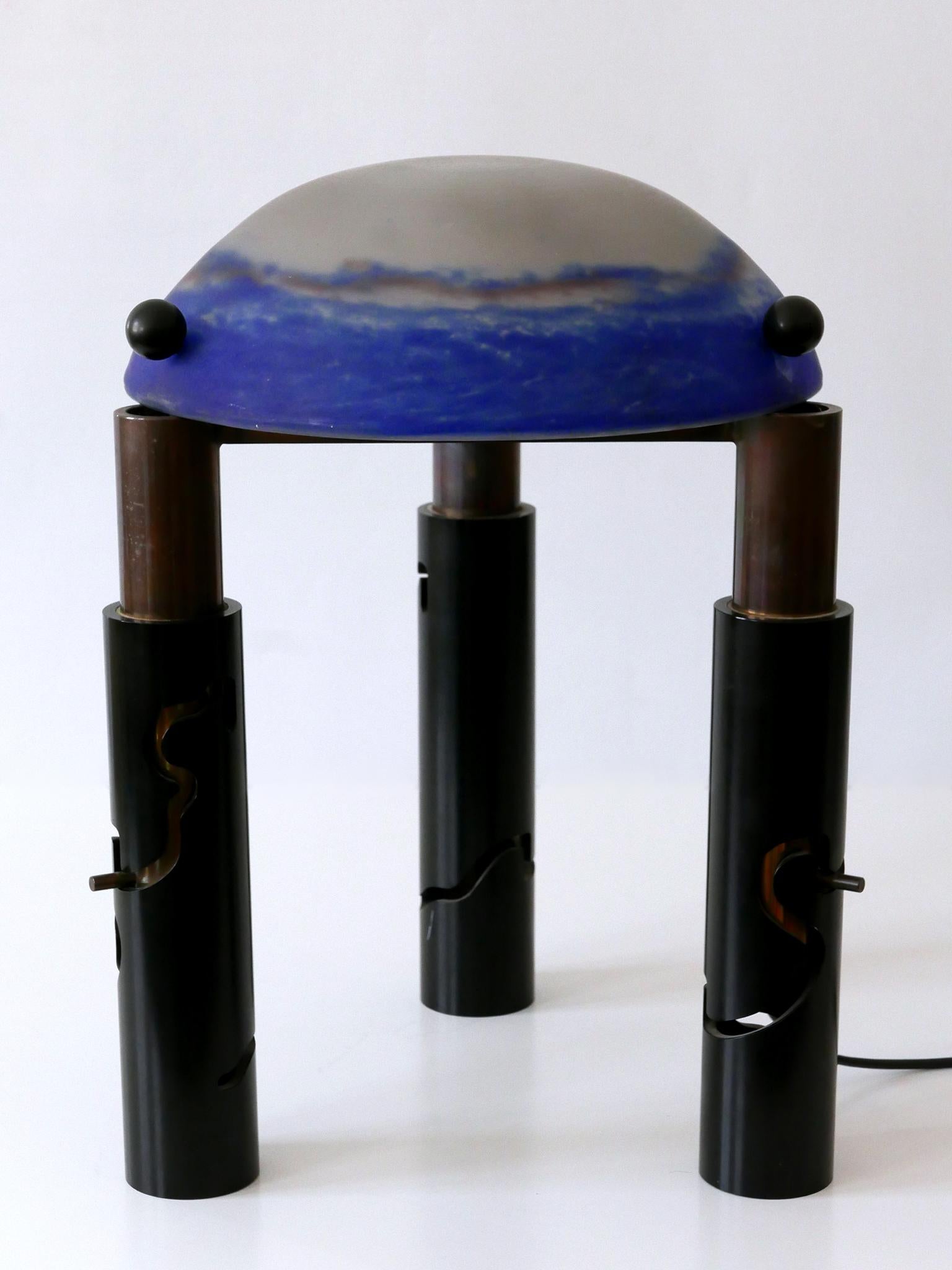 Einzigartige, monumentale und verstellbare Tisch- oder Stehlampe aus massivem Messing und Glas, 1980er Jahre im Angebot 10
