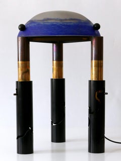 Unique, Monumental & Adjustable Solid Brass and Glass Table or Floor Lamp 1980s