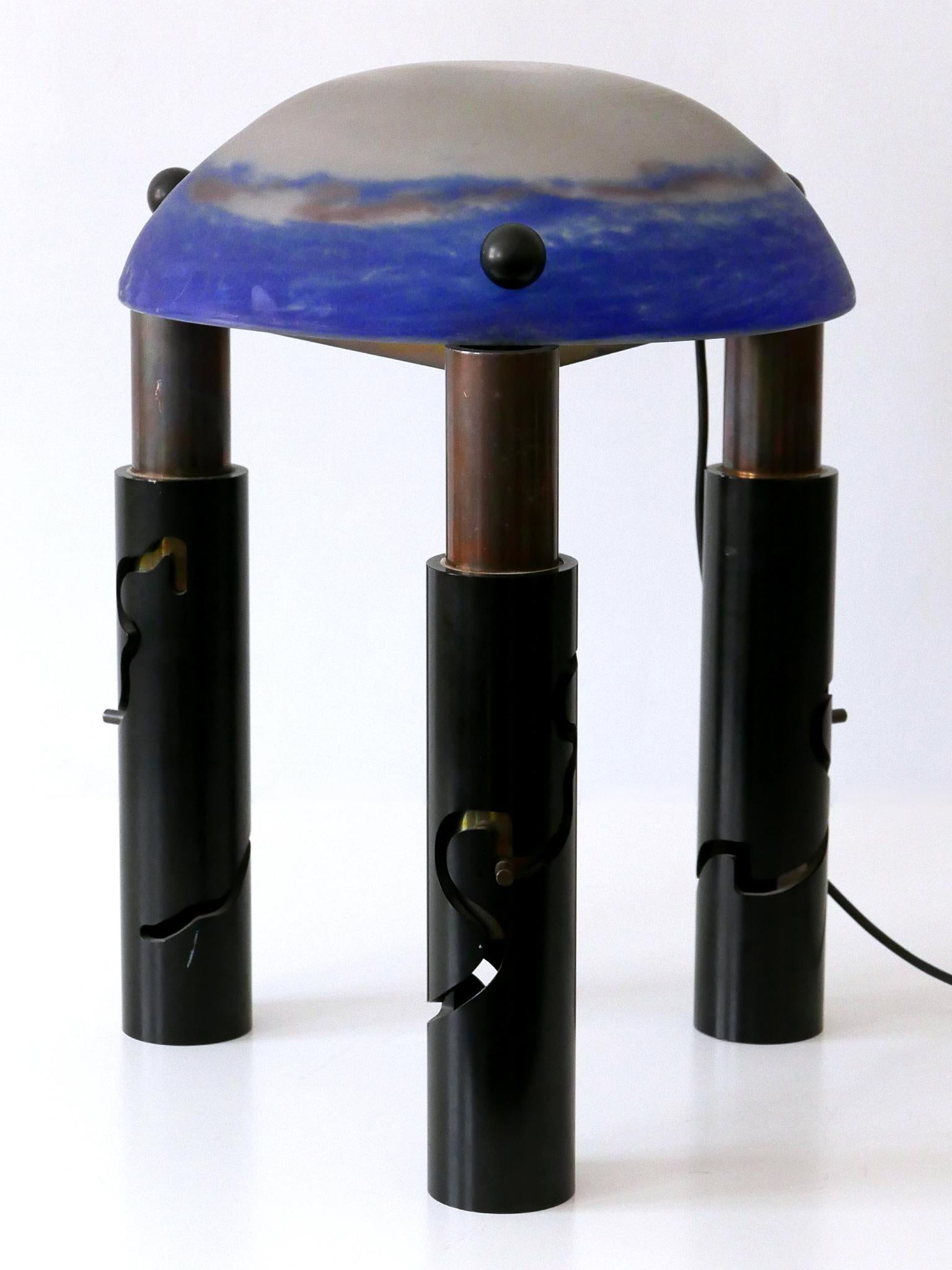 Einzigartige, monumentale und verstellbare Tisch- oder Stehlampe aus massivem Messing und Glas, 1980er Jahre im Angebot 3