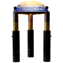 Unique, Monumental & Adjustable Solid Brass and Glass Table or Floor Lamp 1980s