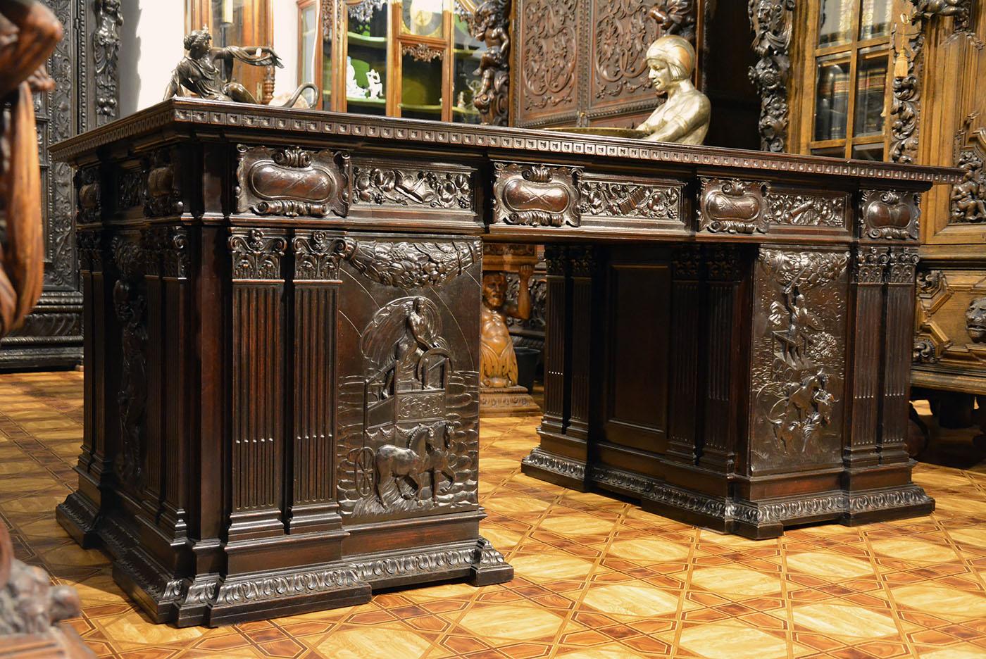 Baroque Unique, Monumental Desk, Historicism, 19th/20th Century For Sale