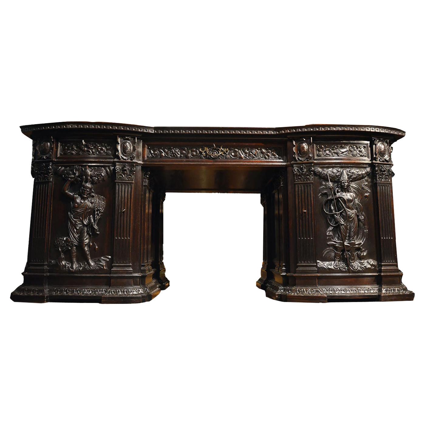 Unique, Monumental Desk, Historicism, 19th/20th Century For Sale