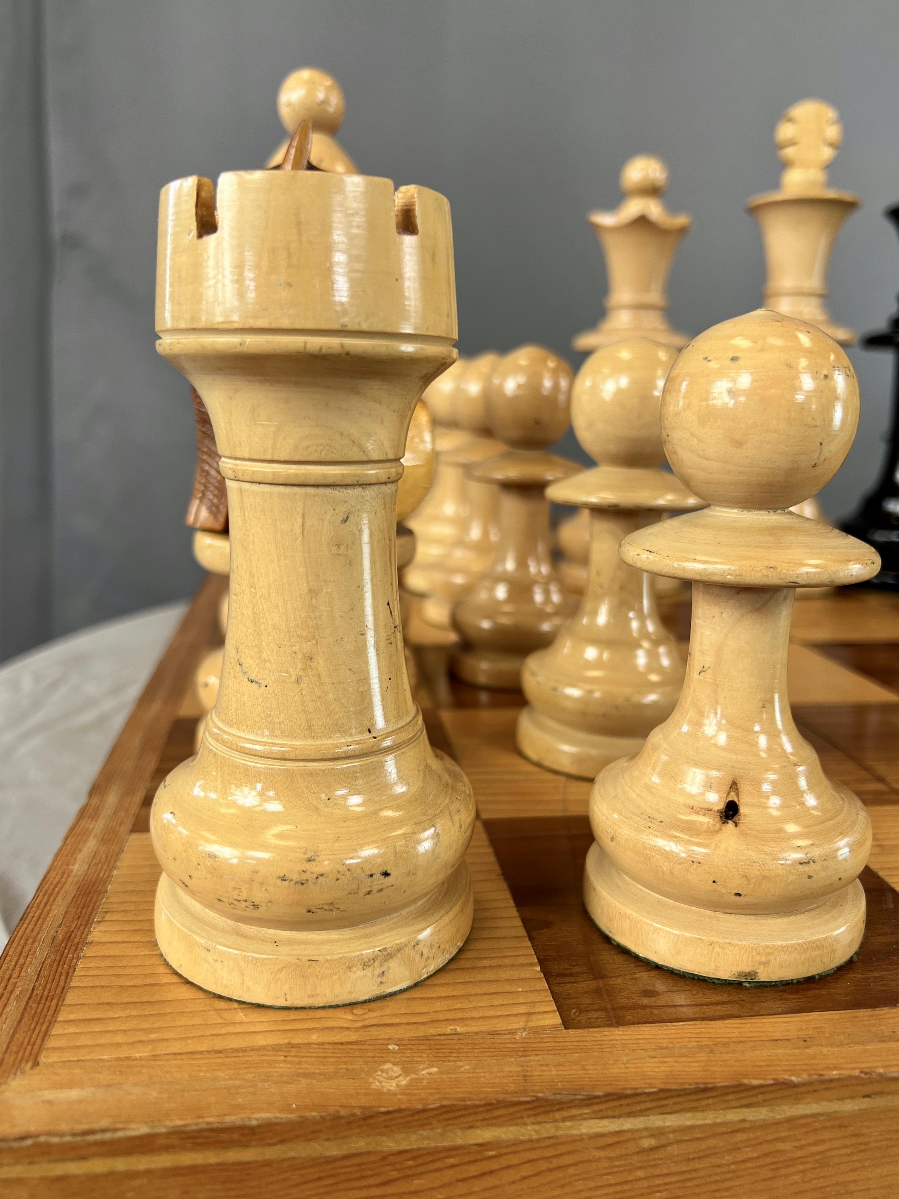 Unique & Monumental Hand Crafted Wooden Chess Set 33pc 3