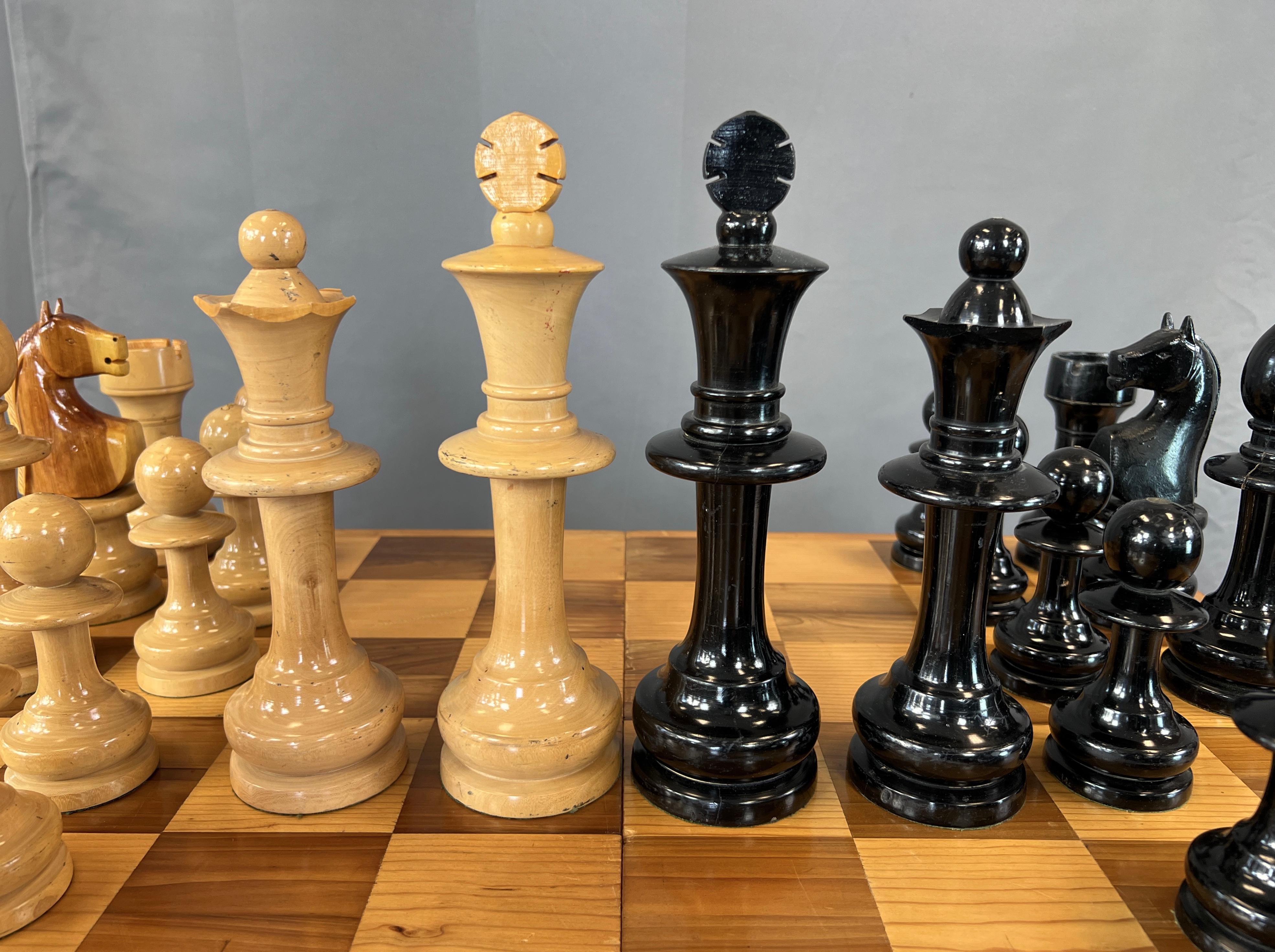 Unique & Monumental Hand Crafted Wooden Chess Set 33pc 1