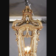 Unique Monumental Stand Lantern in Louis XV, Beech Wood