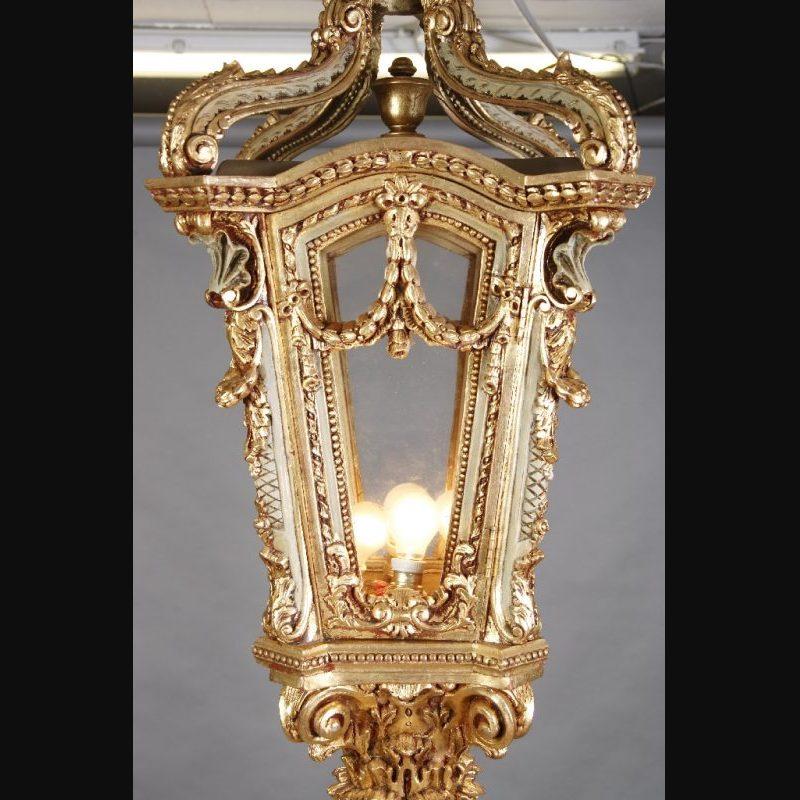 French Unique Monumental Stand Lantern in Louis XV, Beech Wood For Sale