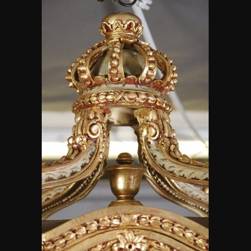 Hand-Carved Unique Monumental Stand Lantern in Louis XV, Beech Wood For Sale