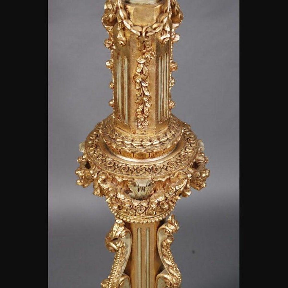Unique Monumental Stand Lantern in Louis XV, Beech Wood For Sale 3