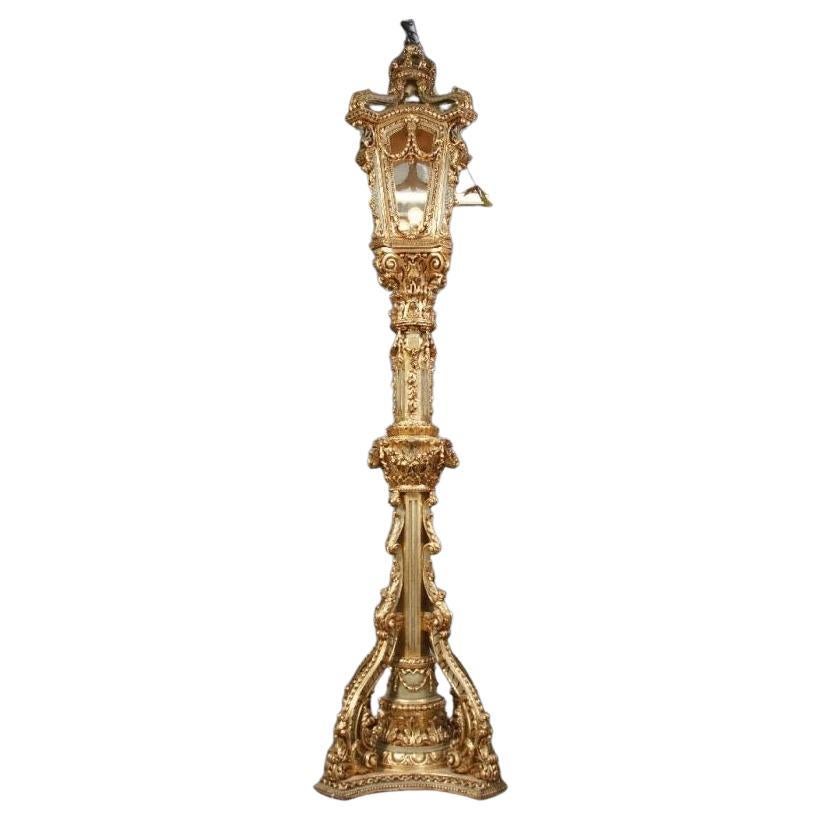 Unique Monumental Stand Lantern in Louis XV, Beech Wood For Sale