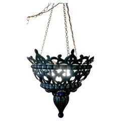 Unique Moroccan Brass and Jeweled Chandelier with easy Install